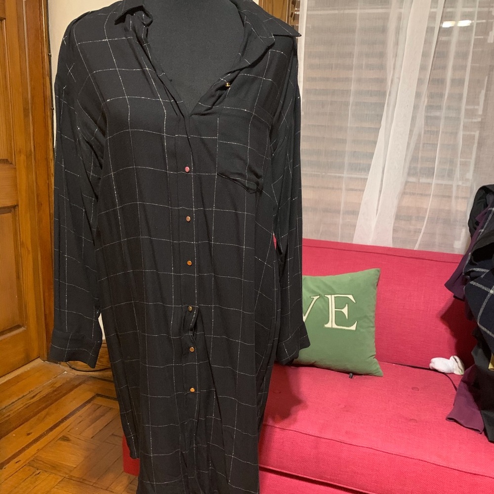 M Zara Black Oversized Dress w Gold Detailing
